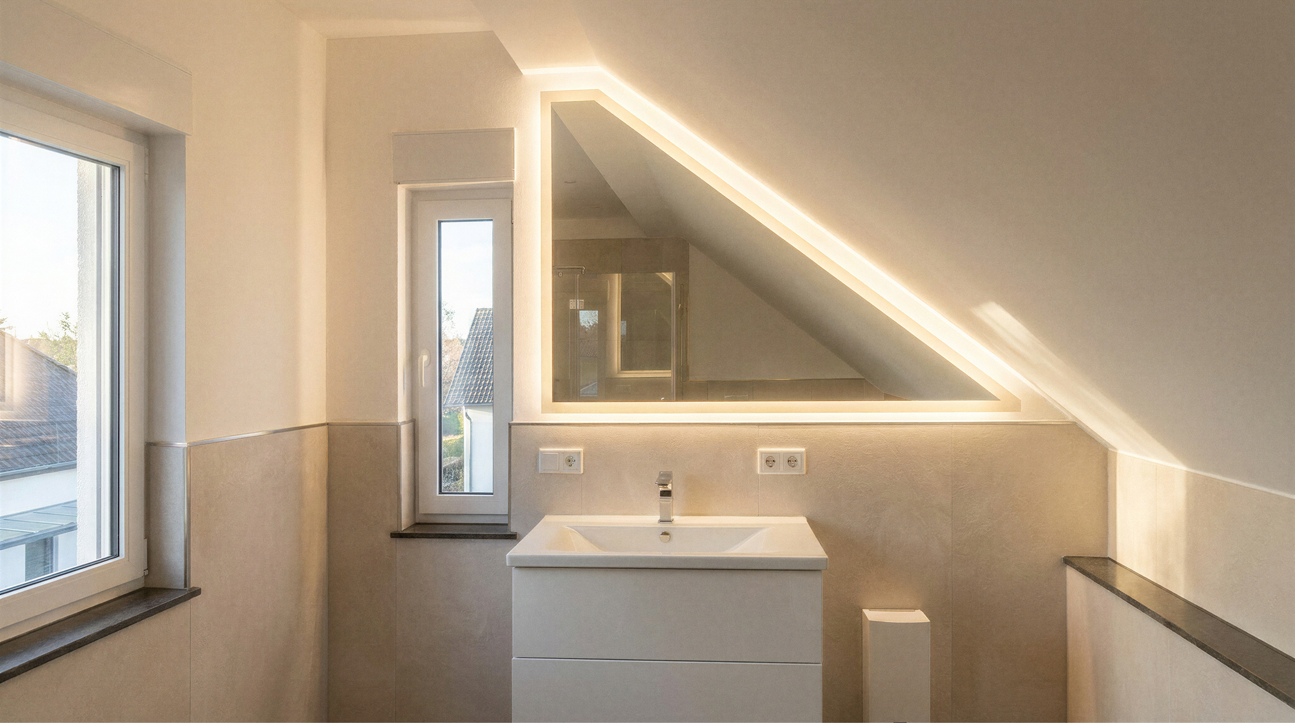 Dachschrägenbeleuchtung mit LED-Lichtband