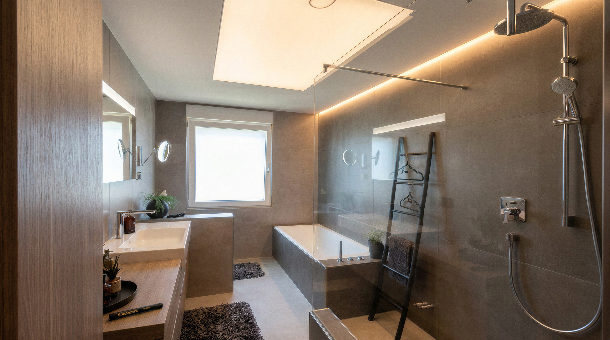 Modernes Badezimmer mit indirekter LED-Beleuchtung